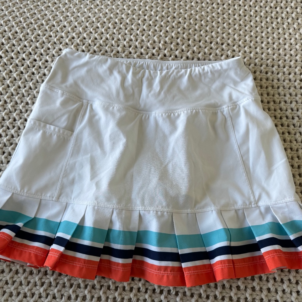 Addison Bay White Pleated Skater Mini Skirt